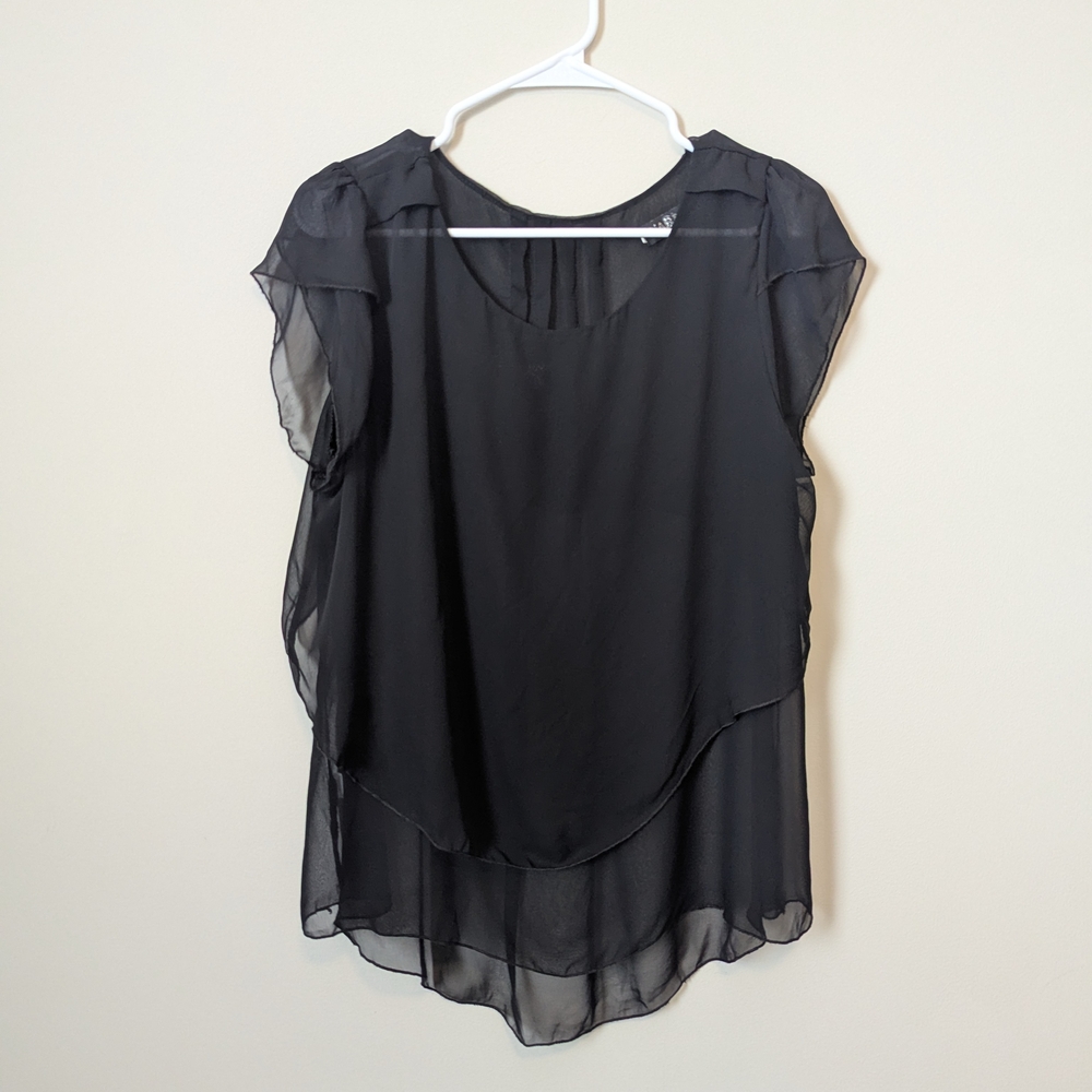 Chic Black Sheer Women's Blouse